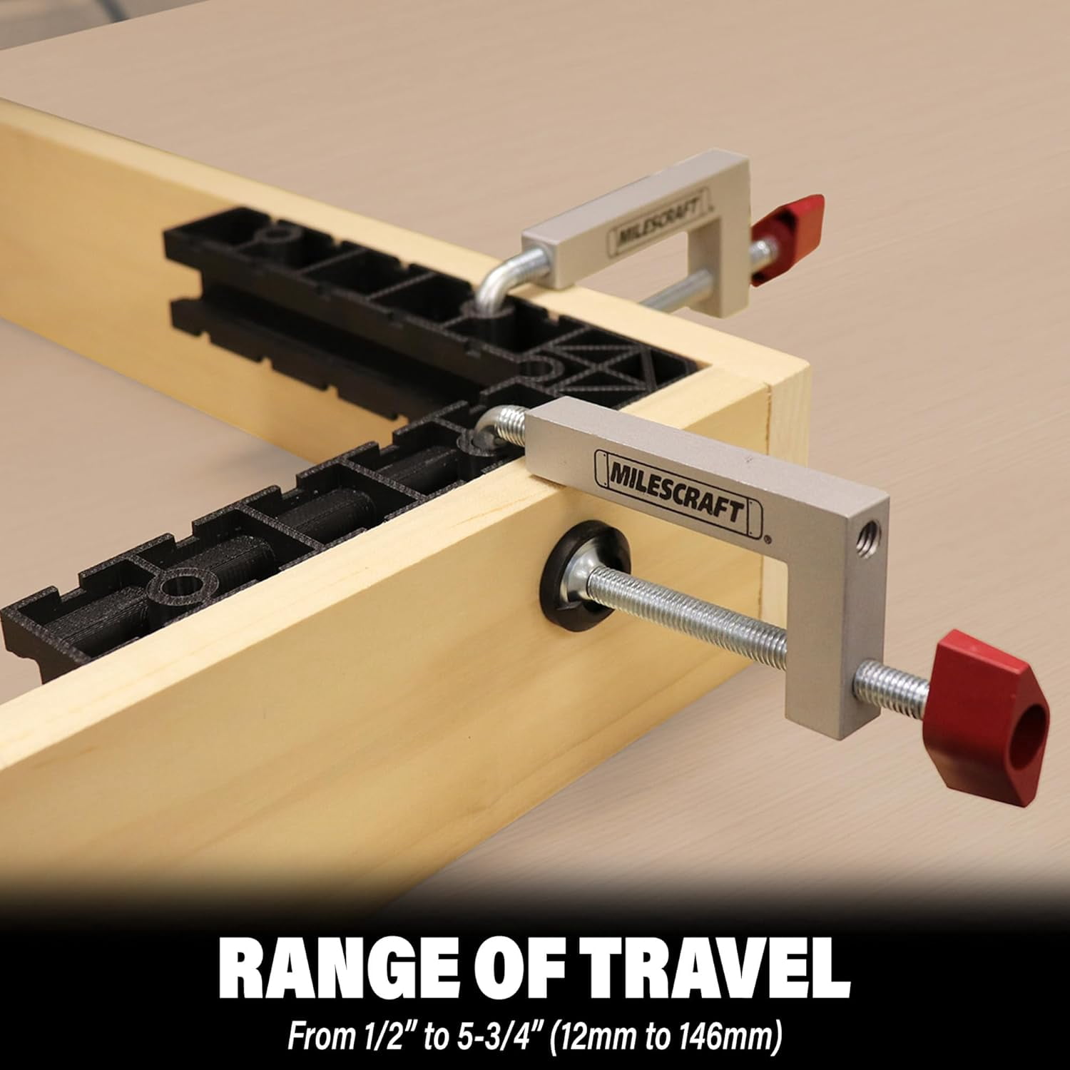 4009 Fence Clamps - 2 pack Universal Clamps with 3/8" Rod for Table Saws, Mitre Saws, Router Tables and Clamping Squares