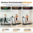 thumbnail image 5 of BEROCA Portable Treadmill with Incline, 3HP Small Foldable Treadmill for Small Space Home Office, 300 lbs Under Desks Walk Pad with Handle Bar APP 3 Colors Lights, 5 of 8