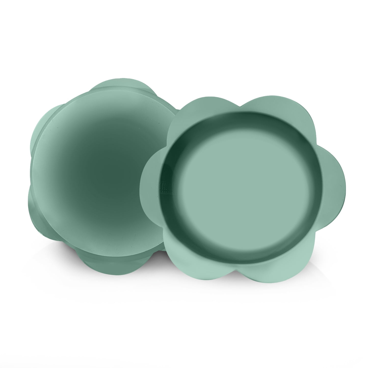 P.T. Supply Co. Green Small Flower-Shaped Silicone Pet Bowl with Non-Slip Suction Base