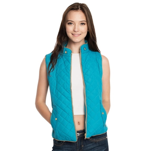 Ma Croix Womens Solid Quilted Padded Vest Jacket Zip Up Padding Outerwear