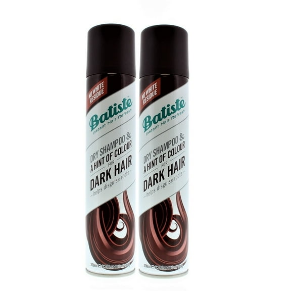 Batiste Instant Hair Refresh Dry Shampoo & A Hint Of Colour for Dark Hair 200ml/6.73oz (2-Pack)