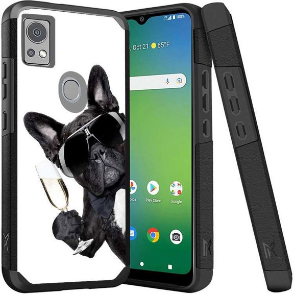 ANJ  Shockproof Dual Layer Slim Hard Case   Tempered Glass Cover Compatible with Icon 5, AT&T Motivate 4 - Bulldog Boss