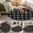 thumbnail image 5 of Pastoral Style Round Rugs for Living Room 5ft Black Grey Lattice Non Slip Circle Rug Washable Low-Profile Indoor Carpet for Bedroom, Dining Room, Bathroom, 5 of 9