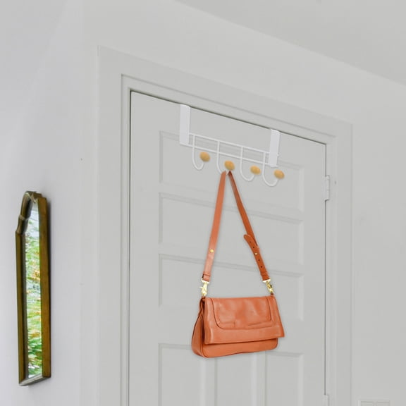 DEEPCRAFF Over The Door Clothes Hanger Door Hook White Iron 1Set for Bedroom Use