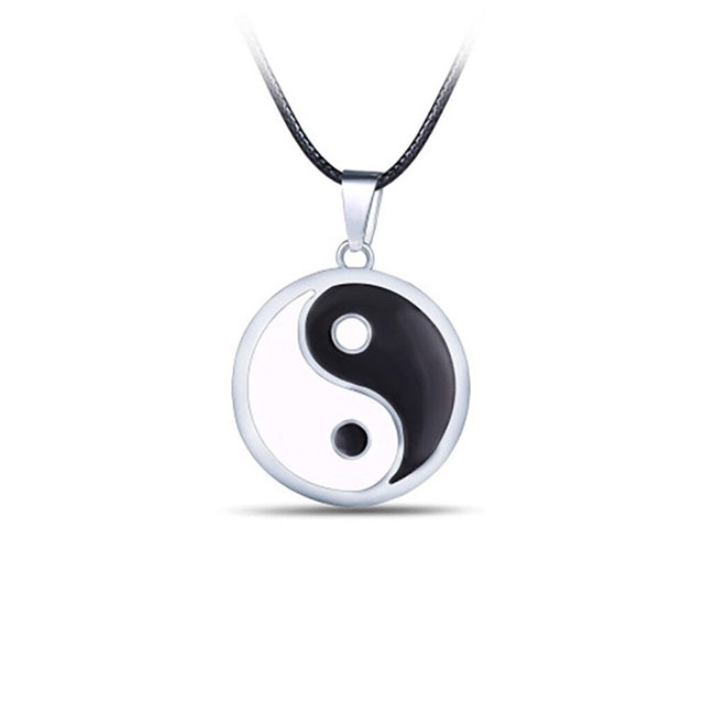 Necklace Punk Tai Chi Amulet Stainless Sweater Round Circle Steels Present Fashionable Pendant Link Cool Charm Wide Round Circle Chain Hide Rope