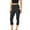 *1-Black, variant on CENGNIAN No Boundaries Women's High-Waisted Capri Yoga Leggings,Ladies Striped Panel Yoga Pants,Womens Tummy Control Workout Pants With Side Pockets,Gray,Size L