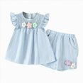 thumbnail image 5 of Toddler Baby Girl Summer Clothes Ruffle Sleeve Cartoon T Shirt Linen Short Sets with Belt Cute Outfits Kaprioy Toddler Girl Clothes 9 12 18 24 Months 2T 3T 4T, 5 of 5