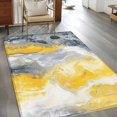thumbnail image 2 of Yellow Gray Wave Area&nbsp;Rug 2.7x5ft Watercolor Abstract Non-Slip&nbsp;Washable Square&nbsp;Rugs Soft Felt Indoor Floor Mat for Bedroom Kitchen Living Room Bathroom, 2 of 9