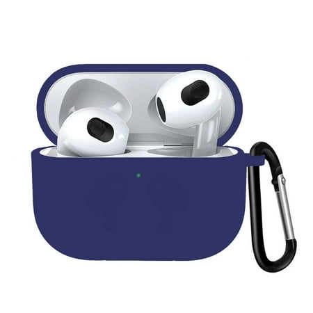Silicone Case for Airpods 3rd Generation Case Cover (2021) with Keychain Full Protective Shock-Absorbing Soft Silicone for Airpods 3 (Navy)