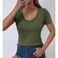 thumbnail image 4 of tarylea Womens Tops Short Sleeve Shirts Scoop Neck T Shirts Stretchy Slim Fitted Basic Tees, 4 of 8