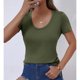 thumbnail image 4 of Camisetas Casuales de Mujer Nueva Camiseta de Manga Corta de Cuello U de Color Sólido de Verano, Poliéster, 4 of 8
