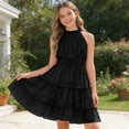 thumbnail image 5 of Lullu Girls Summer Ruffle Tiered Sleeveless Dress Casual A Line Swing Dress, Sizes 5-13, 5 of 5