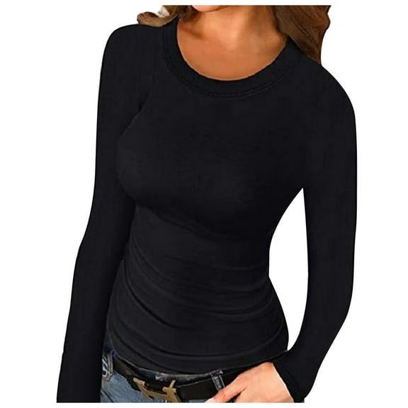Fashion Women Solid Color Square Collar Long Sleeve Casual Blouse T Shirt Tops