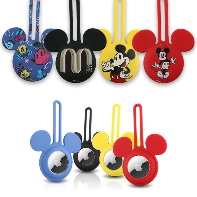Funda Airtag de silicona con orejas de Mickey Mouse de Disney, paquete de 4 unidades