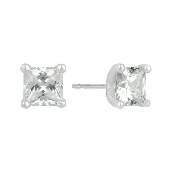 Brilliance Fine Jewelry Women's Simulated Diamond Stud Earrings in Sterling Silver