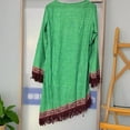 thumbnail image 3 of MORTTIC Women's Western Boho V-Neck Long Sleeve Fringe Hem & Asymmetrical Midaxi Dress for Spring/Summer Green，XXL, 3 of 4