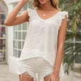 thumbnail image 7 of up to 60% off Gifts Usmixi Womens Tank Tops Fashion Ruffle Sleeve Breathable Cotton Linen Loose Swing Shirts Vest Summer Trendy Solid V-Neck Sleeveless Shirts Blouse White m, 7 of 7