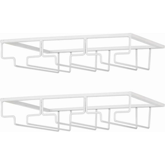 Wine Glass Rack - Under Cabinet Stemware Wine Glass Holder Glasses Storage Hanger Metal Organizer for Bar Kitchen Gold