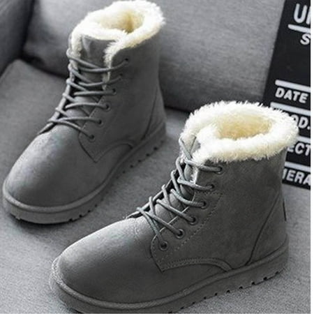 

Tejiojio Clearance Women s Fashion Casual Flat Comfort Sneakers Female Lace-up Solid Color Cotton Shoes Winter Warm Snow Boots