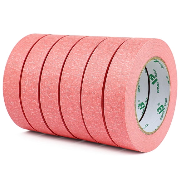 BOMEI PACK Ruban Rose pour Peintres 24 mm x 55 Verges, 6 Rouleaux Ruban de Masquage pour Peinture Générale