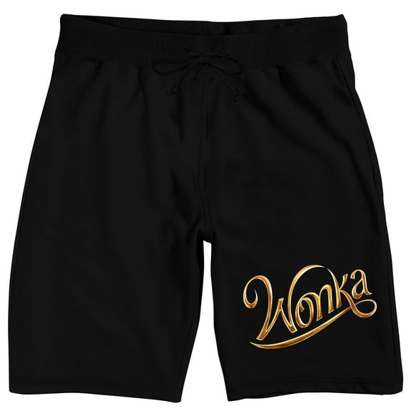 Willy Wonka & the Chocolate Factory (2023) Movie Logo Men's Black Graphic Sleep Shorts-XL