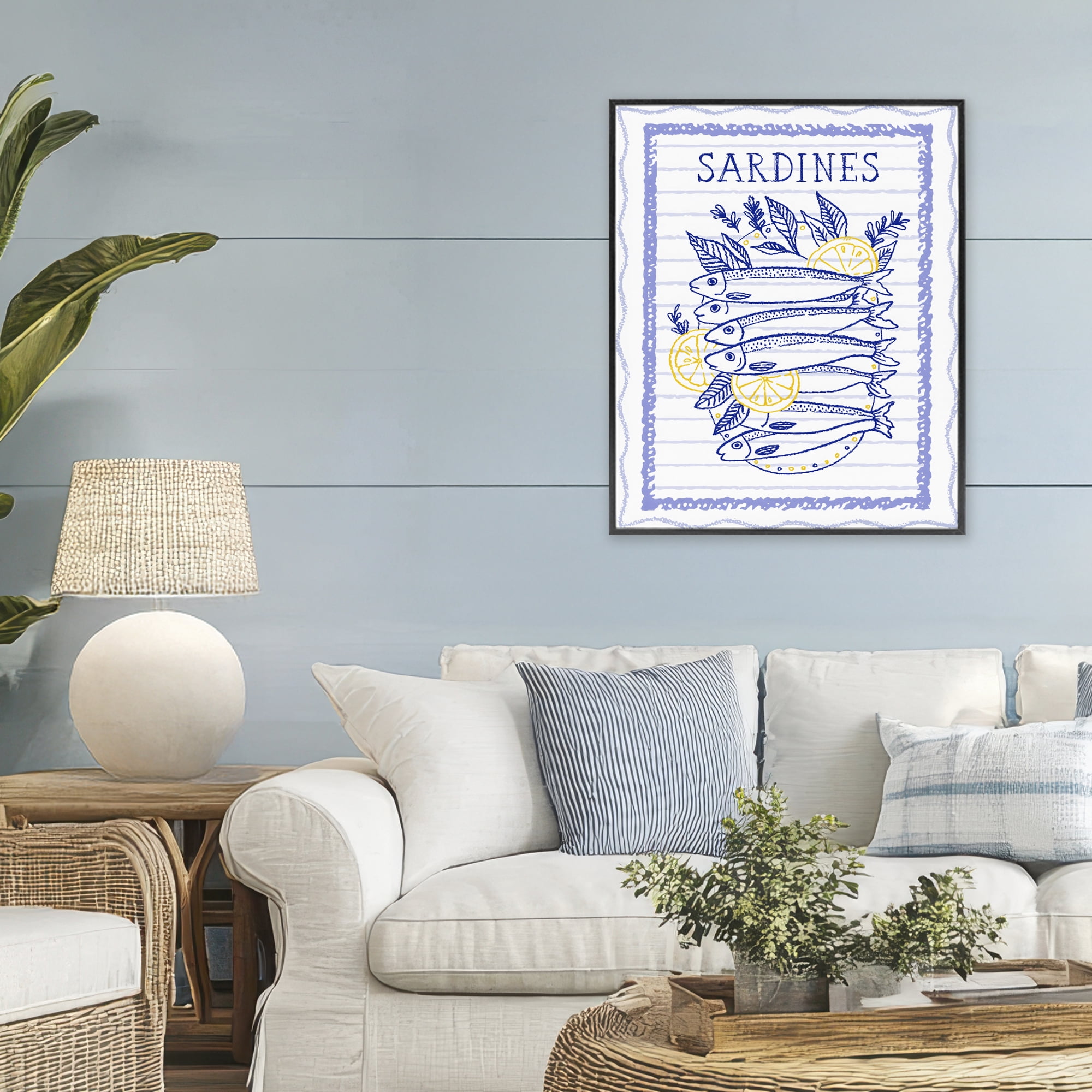 Stupell Industries Sardines Pile with Lemons Black Framed Giclee Art, design by Creative Studio