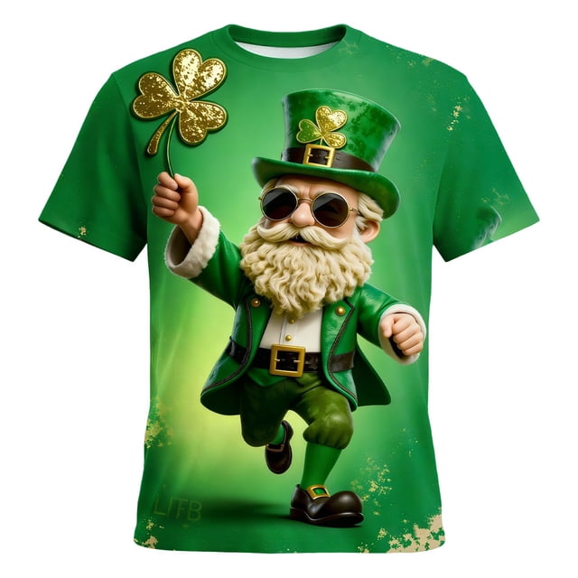 Tops para hombre, blusas y camisas de cuello redondo y manga corta para hombre. Top estampado de manga corta de San Patricio para hombre. Top/camisa de cuello redondo y manga corta para hombre. Tops p