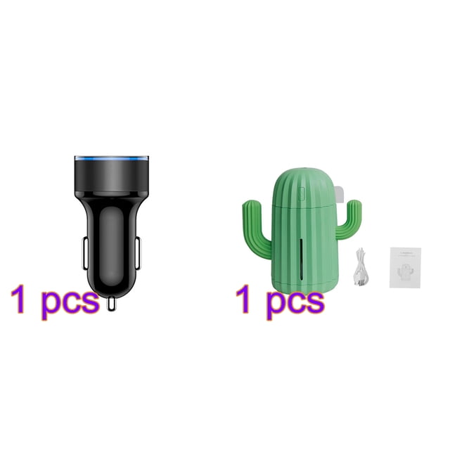 Car Charger 5V 3.1A Quick Charge Dual USB Port LED Display Voltmeter Phone Charging Adapter, Black Air Humidifier Home Office Mini Air Diffuser Cactus Design USB Powered 340ml LED Humidifier, Green