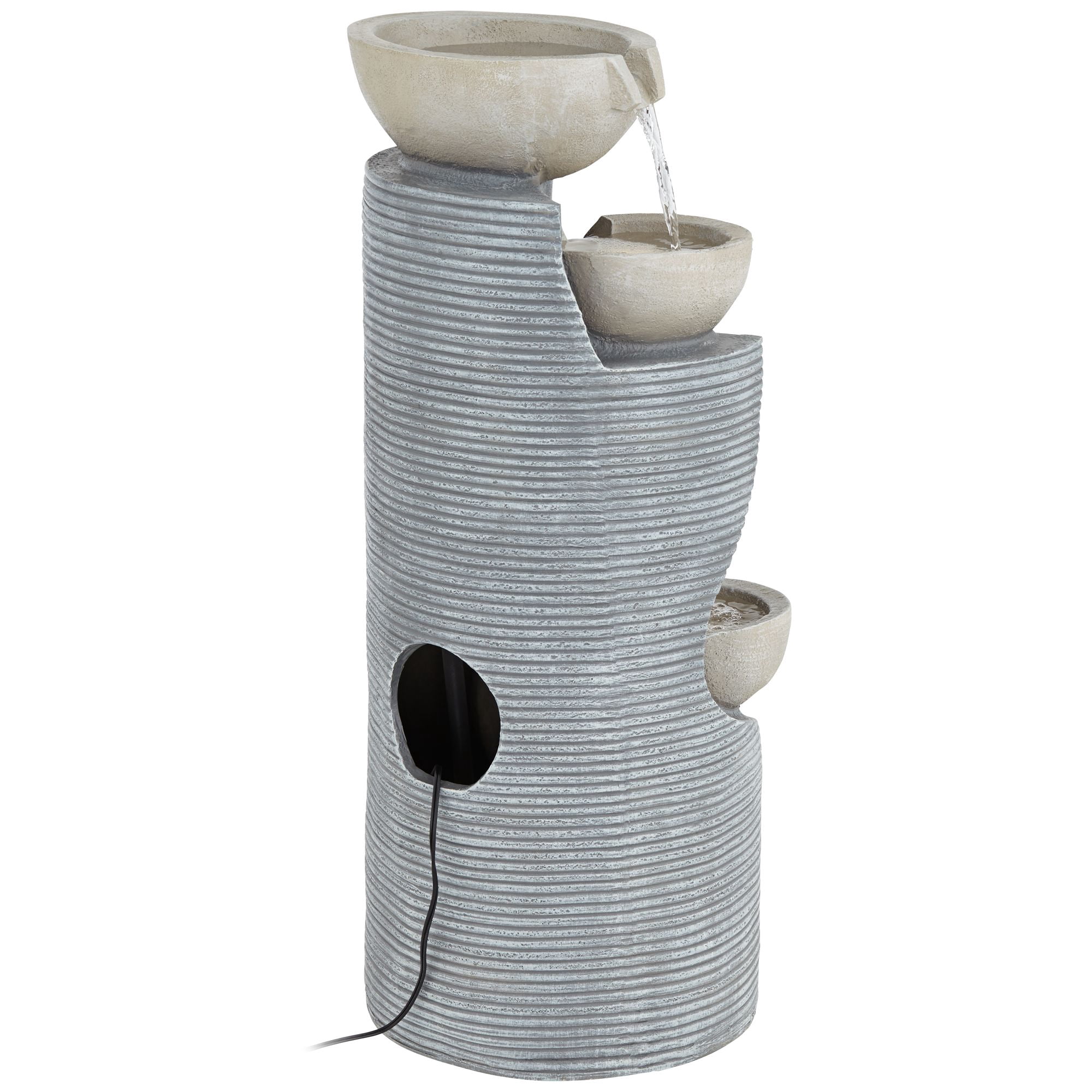 Tarin Four Bowl 31 1/2" High Large Modern Indoor Outdoor Decor Faux Stone Floor Fountain w/ Light LED Cascading