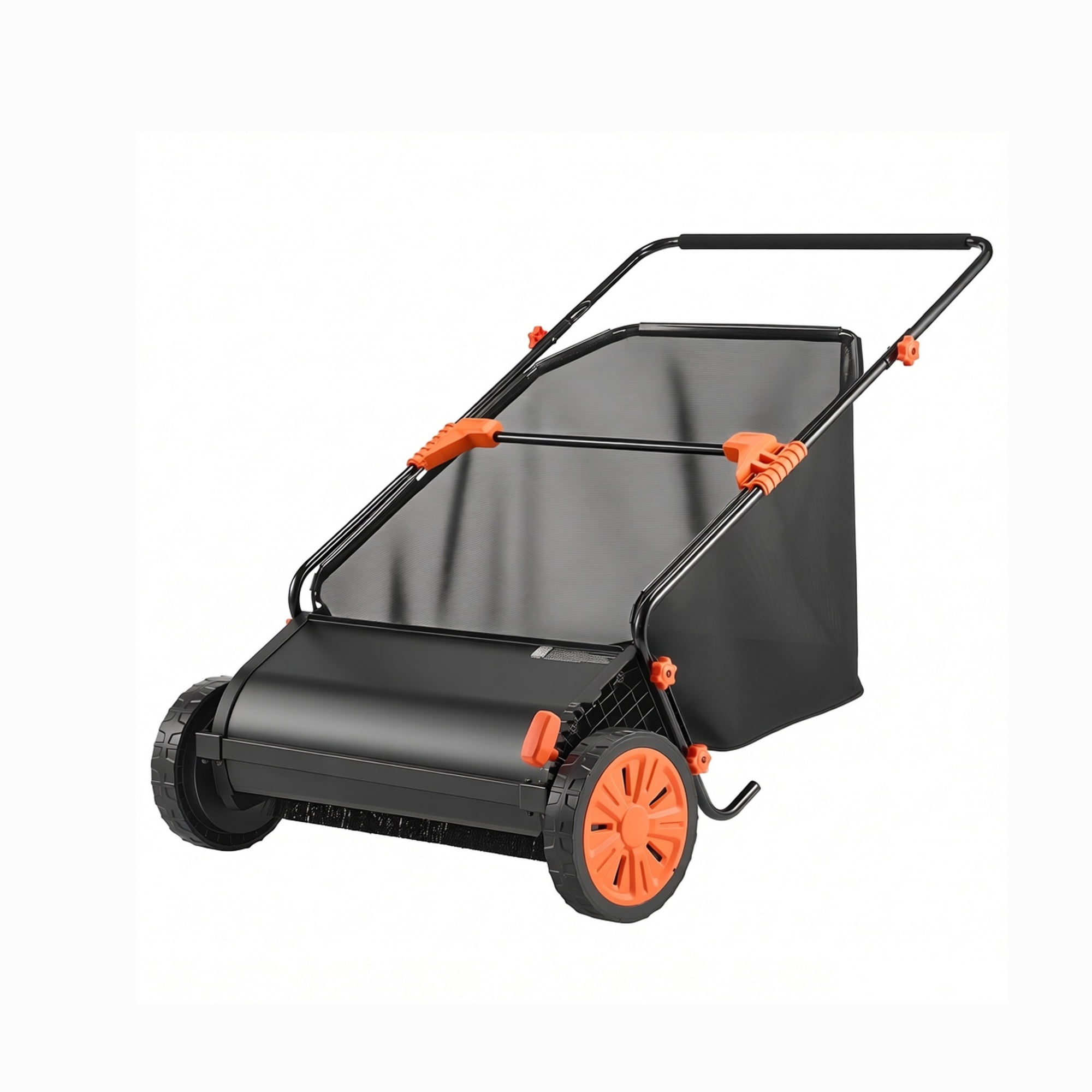 26" Push Lawn Sweeper, 7 cu. ft. Leaf & Grass Collector with Adjustable Brush Height & Rubber Wheels
