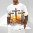 thumbnail image 2 of Men's Easter Tops, Religious Print Short Sleeve Tee, Casual Crew Neck Shirt, Breathable for Workout, Spring Summer Fashionable Top, 2 of 8