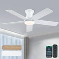thumbnail image 4 of PHORUS 46" Ceiling Fan with LED Lights, Quiet DC Motor,Remote Control,Reversible,Dimmable,Modern Low Profile Flush Mount Fandelier for Living Room, Kitchen,Bedroom,Patio,Indoor,Outdoor,White, 4 of 8