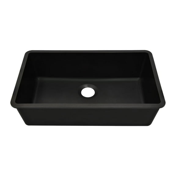 32" x 19" Quartz Kitchen Sink, Single Bowl Sink, Drop-in Sink, Undermount Sink, Granite Kitchen Sink, Galaxy Black Kitchen Sink, Lexicon Platinum LP-1000-K-SO