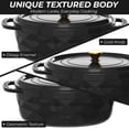 thumbnail image 6 of Ktaxon 7.5QT Enameled Cast Iron Dutch Oven with Upgraded Textured Handles, Oval Geometric Design, Oven Safe to 500°F, Obsidian Black, 6 of 13