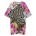 thumbnail image 3 of Orchid Blossoms Zebra Leopard Print Sleepshirts For Sleeping Travels Loose Sleepdress Pajama Dress Soft Nightdress Sleepwear, 3 of 7