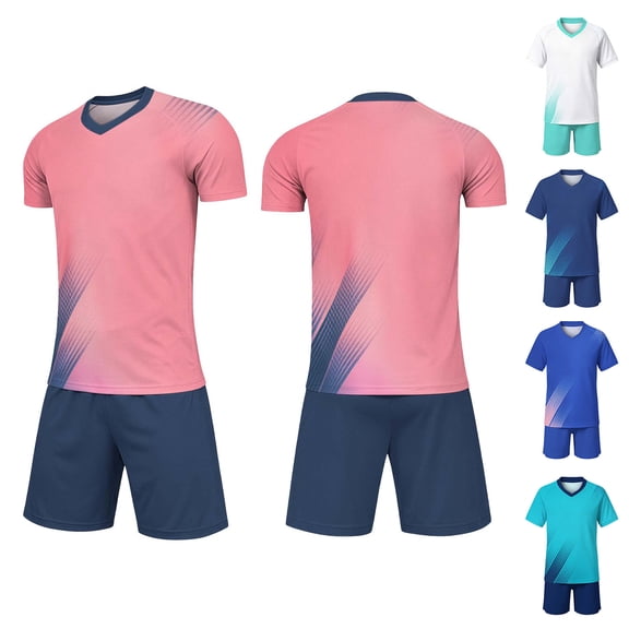 YHAJDS Unisex Kid Girl Boy 2 Piece Summer Sport Set Youth Soccer Jersey Quick Dry Mesh Short Sleeve Crewneck Pocket Shorts Set
