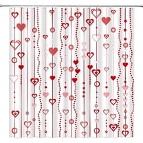 Heart Shower Curtain Valentine''s Day Red Heart Geometric Striped Polka Dot Romantic Sweet Couple Fabric Bathroom Decor Curtain with Hooks,Red White