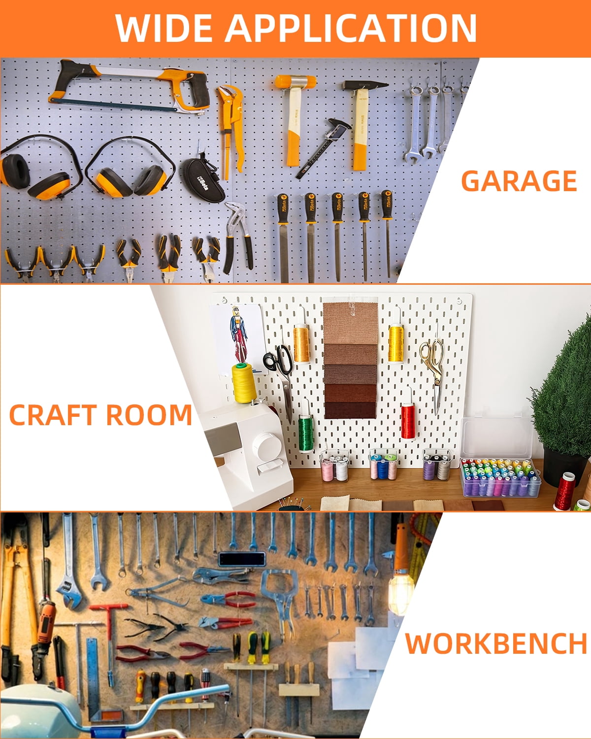 INCLY 206 Pcs Pegboard Accessories Organizer Kit, Pegboard Hooks Assortment with Bins, Peg Locks, Fit 1/8 and 1/4 inch for Garage Wall Hanging Tools