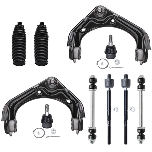 Detroitaxle - Front Upper Control Arms w/ Ball Joints   Inner Tie Rods   Sway Bar Links & Boots Replacement for 06-10 Ford Explorer Mercury Mountaineer [from 7/19/05 Only] - 10pc Set