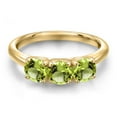 thumbnail image 3 of Gem Stone King 18K Yellow Gold Plated Silver Green Peridot Engagement Ring for Women | 1.65 Cttw | Round 5MM | Gemstone August Birthstone | Size 7, 3 of 6