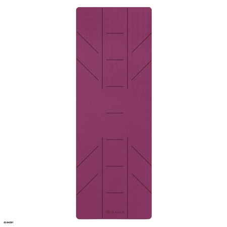 Gaiam Ultra-Sticky Alignment Yoga Mat, Fuchsia, 6mm Thickness, Made from PVC
