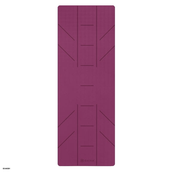 Gaiam Ultra-Sticky Alignment Yoga Mat, Fuchsia, 6mm Thickness, Made from PVC