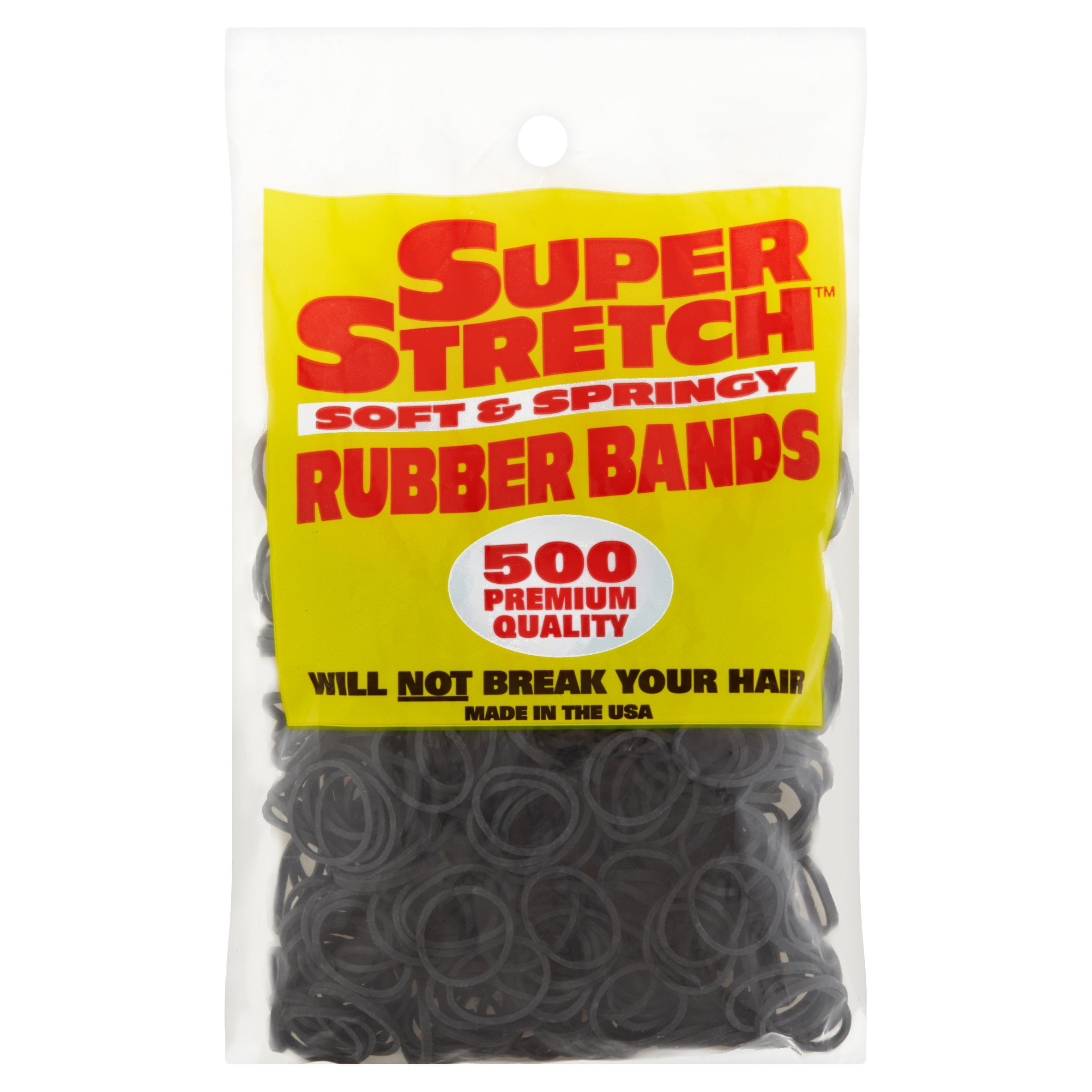 Spartan Super Stretch Rubber Bands for Ponytails, Braids and Other Hair Styles, Black, 500 Count