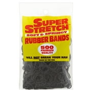 Spartan Super Stretch Rubber Bands, Black, 500 Count
