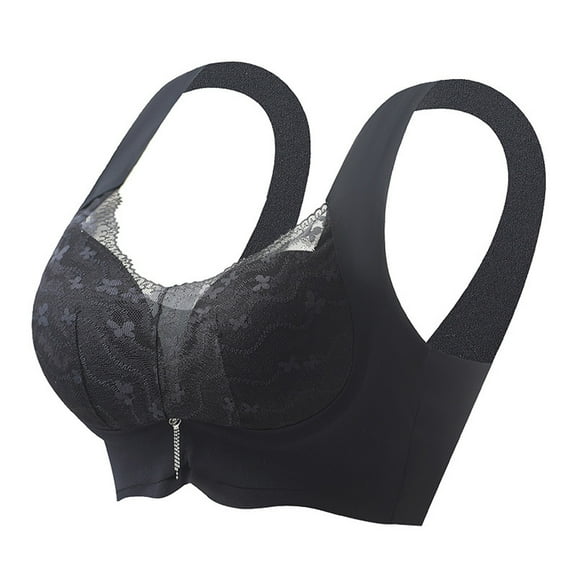 Women's Lace Back Support Bra Wirefree Comfort Seamless Full Coverage Posture Correcting Everyday T-Shirt Bra