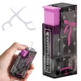 thumbnail image 2 of 1 Pc Family Floss Pick Dispenser Set with 10 Dental Floss Picks, Refillable Travel Floss Container & Toothpick Holder, Portable Floss Sticks Kit for Adults, 1.42x0.98x3.35 Inch, Pink, 2 of 5