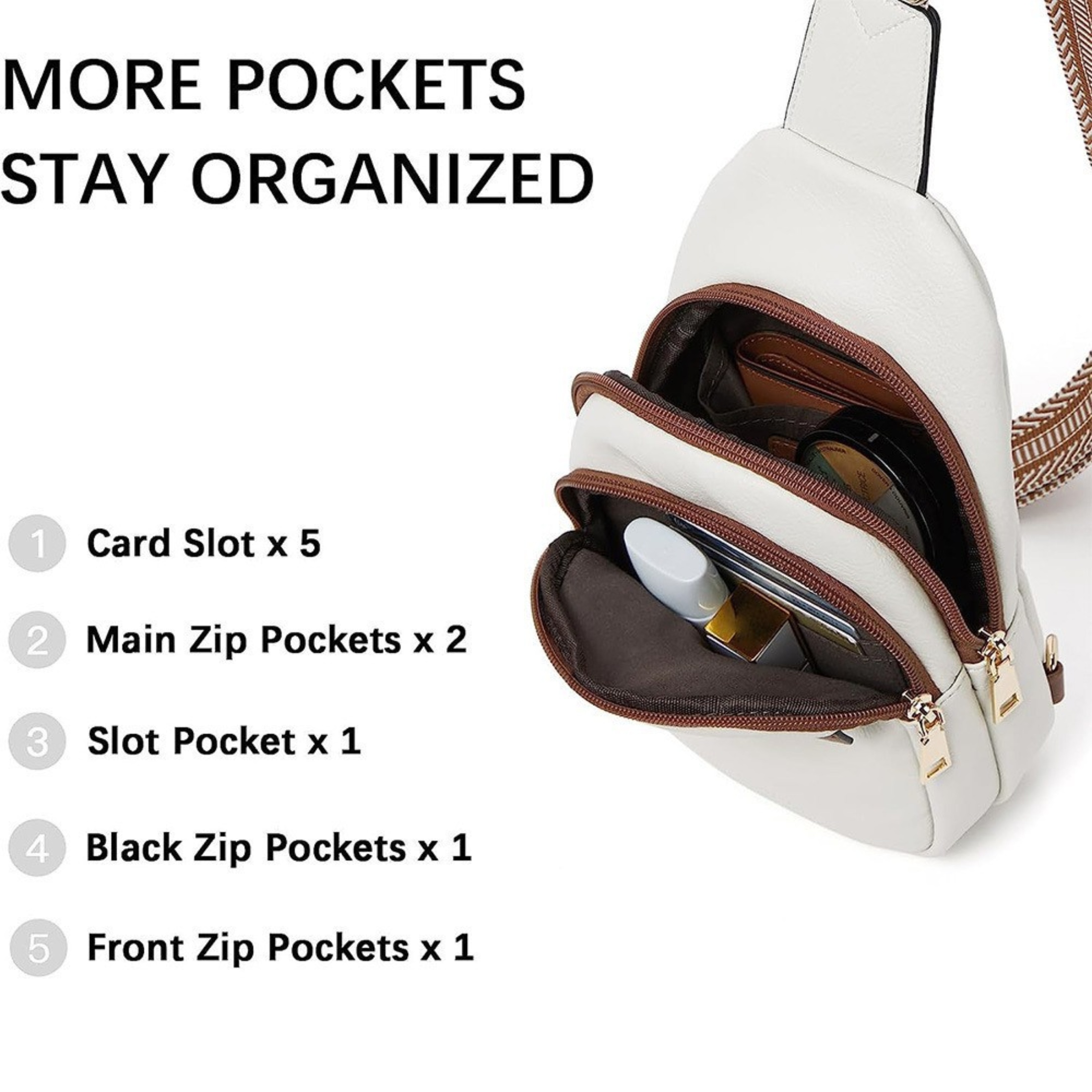 Small Sling Bag for Women Leather Crossbody Bags Fanny Pack Chest Bag for Travel