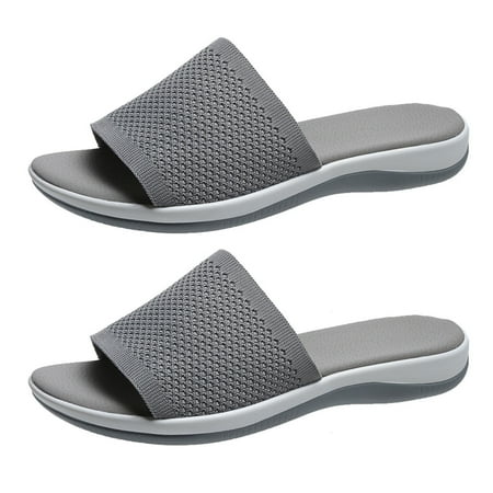 

huanledash 1 Pair Open Toe Soft Sole Slide Sandals Fine Workmanship Mesh Breathable Soft Wedge Shoes for Summer