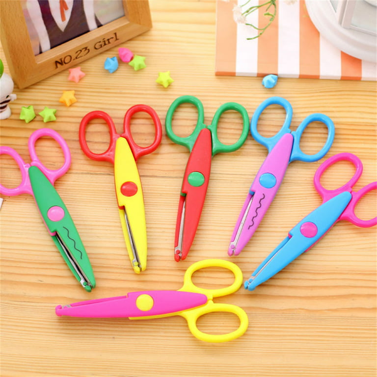 Asdirne Craft Scissors Decorative Edge, ABS Resin Scrapbook Scissors with 6  Pattern, Safe for Kids, Smoothly Cutting, Set of 6, Funny&Colorful