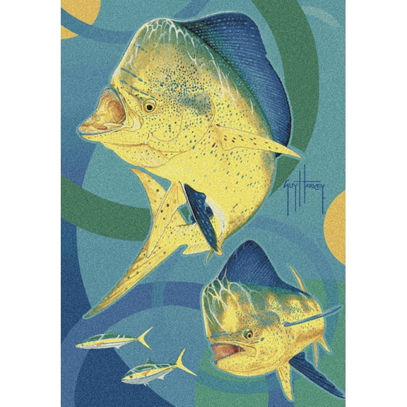 Milliken Blue Nautical School Fins Area Rug Dorado - Aprx 10' 9" x 13' 2"